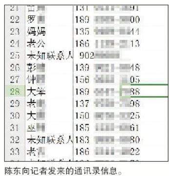 陈东与记者的聊天记录，其称电话信息1毛钱一条，购买的话1000条起。 